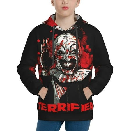 Terrifier Youth Hoodies 3D Print Pullover Hooded Sweatshirt Unisex Casual Sweater Tops Blouse Long Sleeve Kids Hoodie X-Large