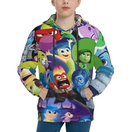 Inside Out Youth Hoodies 3D Print Pullover Hooded Sweatshirt Unisex Casual Sweater Tops Blouse Long Sleeve Kids Hoodie X-Large