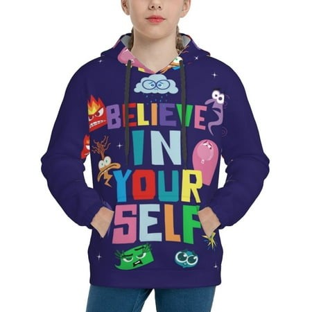 Inside Out Youth Hoodies 3D Print Pullover Hooded Sweatshirt Unisex Casual Sweater Tops Blouse Long Sleeve Kids Hoodie X-Large
