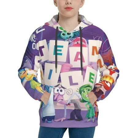 Inside Out Youth Hoodies 3D Print Pullover Hooded Sweatshirt Unisex Casual Sweater Tops Blouse Long Sleeve Kids Hoodie X-Large