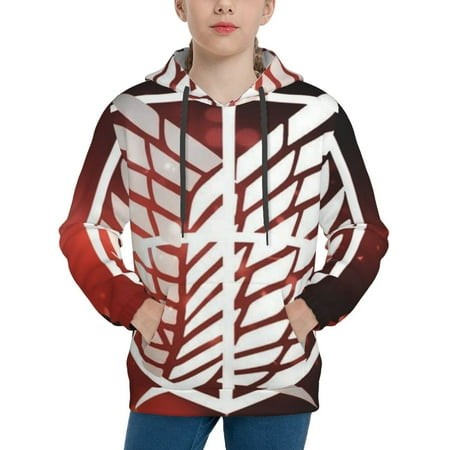 Attack on Titan Youth Hoodies 3D Print Pullover Hooded Sweatshirt Unisex Casual Sweater Tops Blouse Long Sleeve Kids Hoodie X-Large