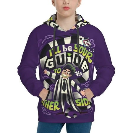 Beetlejuice Youth Hoodies 3D Print Pullover Hooded Sweatshirt Unisex Casual Sweater Tops Blouse Long Sleeve Kids Hoodie X-Large