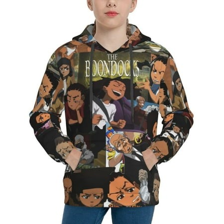 The Boondocks Youth Hoodies 3D Print Pullover Hooded Sweatshirt Unisex Casual Sweater Tops Blouse Long Sleeve Kids Hoodie X-Large