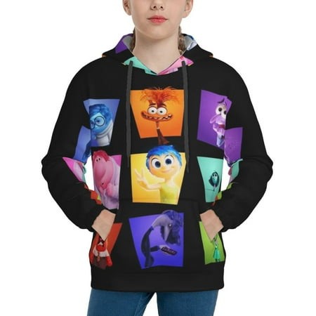 Inside Out Youth Hoodies 3D Print Pullover Hooded Sweatshirt Unisex Casual Sweater Tops Blouse Long Sleeve Kids Hoodie X-Large