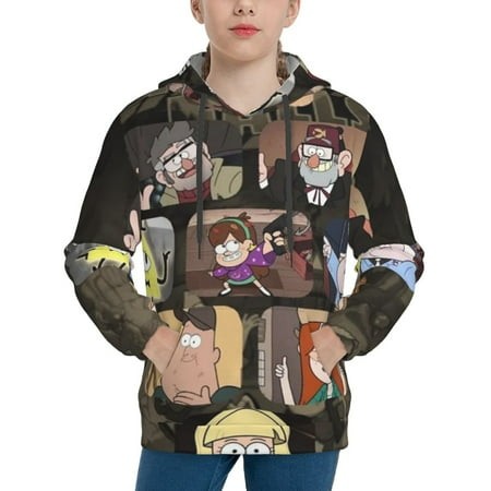 Gravity Falls Youth Hoodies 3D Print Pullover Hooded Sweatshirt Unisex Casual Sweater Tops Blouse Long Sleeve Kids Hoodie X-Large