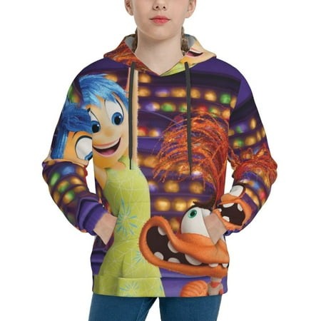 Inside Out Youth Hoodies 3D Print Pullover Hooded Sweatshirt Unisex Casual Sweater Tops Blouse Long Sleeve Kids Hoodie X-Large