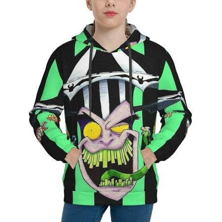Beetlejuice Youth Hoodies 3D Print Pullover Hooded Sweatshirt Unisex Casual Sweater Tops Blouse Long Sleeve Kids Hoodie X-Large