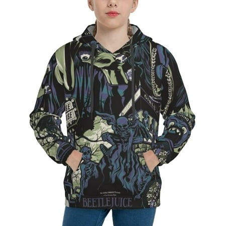 Beetlejuice Youth Hoodies 3D Print Pullover Hooded Sweatshirt Unisex Casual Sweater Tops Blouse Long Sleeve Kids Hoodie X-Large