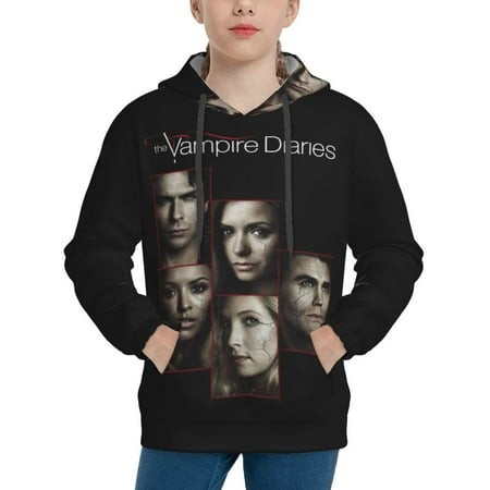 Vampire Diaries Youth Hoodies 3D Print Pullover Hooded Sweatshirt Unisex Casual Sweater Tops Blouse Long Sleeve Kids Hoodie X-Large