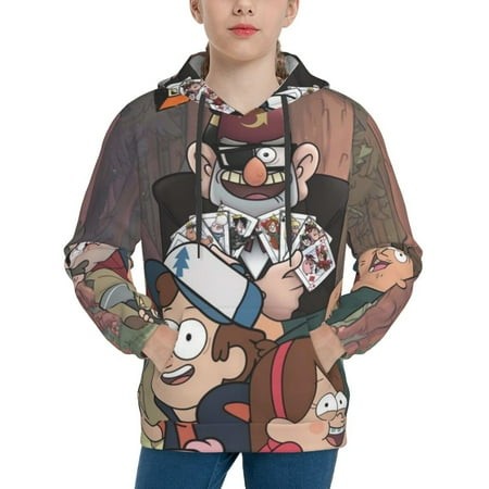 Gravity Falls Youth Hoodies 3D Print Pullover Hooded Sweatshirt Unisex Casual Sweater Tops Blouse Long Sleeve Kids Hoodie X-Large