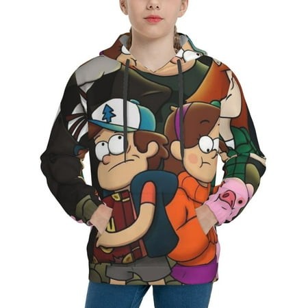 Gravity Falls Youth Hoodies 3D Print Pullover Hooded Sweatshirt Unisex Casual Sweater Tops Blouse Long Sleeve Kids Hoodie X-Large