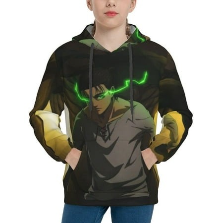 Attack on Titan Youth Hoodies 3D Print Pullover Hooded Sweatshirt Unisex Casual Sweater Tops Blouse Long Sleeve Kids Hoodie X-Large