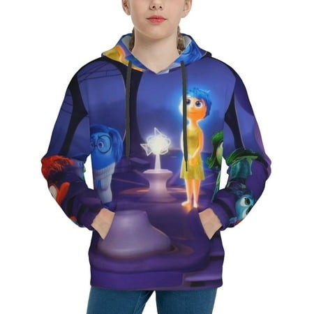 Inside Out Youth Hoodies 3D Print Pullover Hooded Sweatshirt Unisex Casual Sweater Tops Blouse Long Sleeve Kids Hoodie X-Large