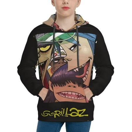 Gorillaz Youth Hoodies 3D Print Pullover Hooded Sweatshirt Unisex Casual Sweater Tops Blouse Long Sleeve Kids Hoodie X-Large