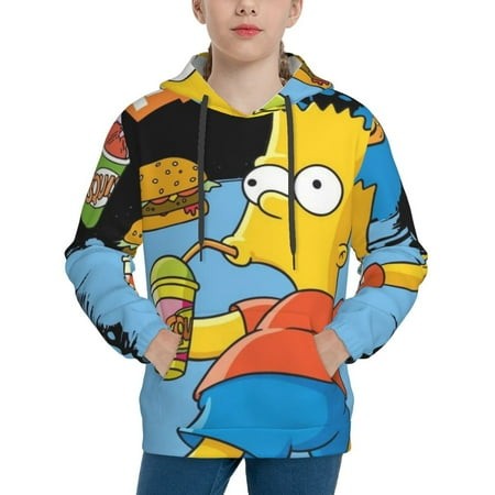 Simpsons Youth Hoodies 3D Print Pullover Hooded Sweatshirt Unisex Casual Sweater Tops Blouse Long Sleeve Kids Hoodie X-Large