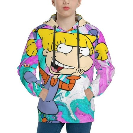 Rugrats Youth Hoodies 3D Print Pullover Hooded Sweatshirt Unisex Casual Sweater Tops Blouse Long Sleeve Kids Hoodie X-Large