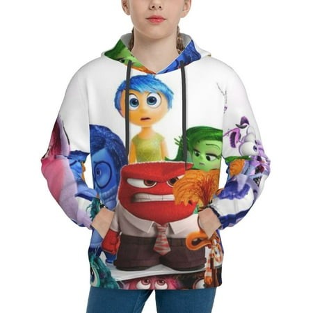 Inside Out Youth Hoodies 3D Print Pullover Hooded Sweatshirt Unisex Casual Sweater Tops Blouse Long Sleeve Kids Hoodie X-Large