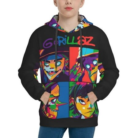 Gorillaz Youth Hoodies 3D Print Pullover Hooded Sweatshirt Unisex Casual Sweater Tops Blouse Long Sleeve Kids Hoodie X-Large