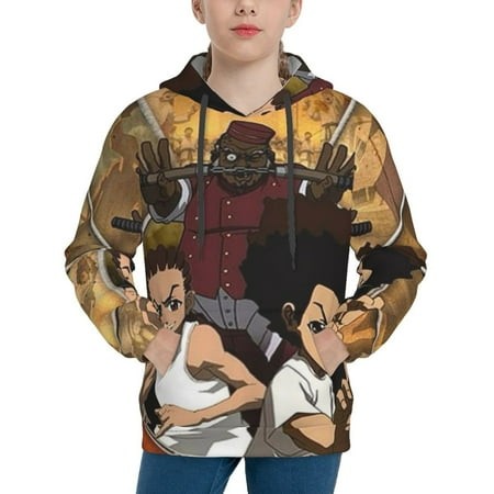 The Boondocks Youth Hoodies 3D Print Pullover Hooded Sweatshirt Unisex Casual Sweater Tops Blouse Long Sleeve Kids Hoodie X-Large