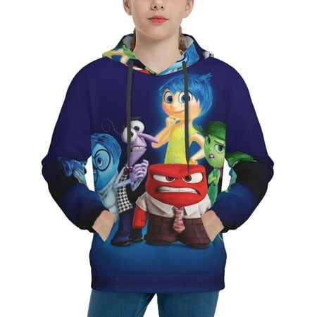 Inside Out Youth Hoodies 3D Print Pullover Hooded Sweatshirt Unisex Casual Sweater Tops Blouse Long Sleeve Kids Hoodie X-Large