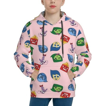 Inside Out Youth Hoodies 3D Print Pullover Hooded Sweatshirt Unisex Casual Sweater Tops Blouse Long Sleeve Kids Hoodie X-Large