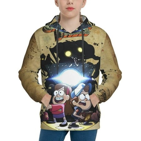 Gravity Falls Youth Hoodies 3D Print Pullover Hooded Sweatshirt Unisex Casual Sweater Tops Blouse Long Sleeve Kids Hoodie X-Large