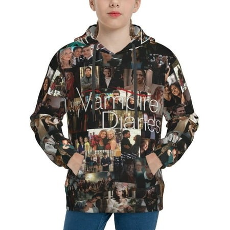 Vampire Diaries Youth Hoodies 3D Print Pullover Hooded Sweatshirt Unisex Casual Sweater Tops Blouse Long Sleeve Kids Hoodie X-Large