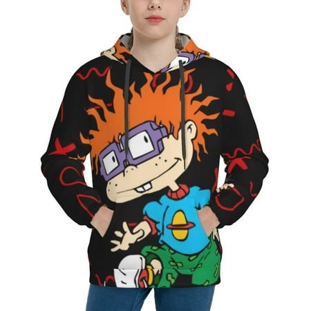Rugrats Youth Hoodies 3D Print Pullover Hooded Sweatshirt Unisex Casual Sweater Tops Blouse Long Sleeve Kids Hoodie X-Large