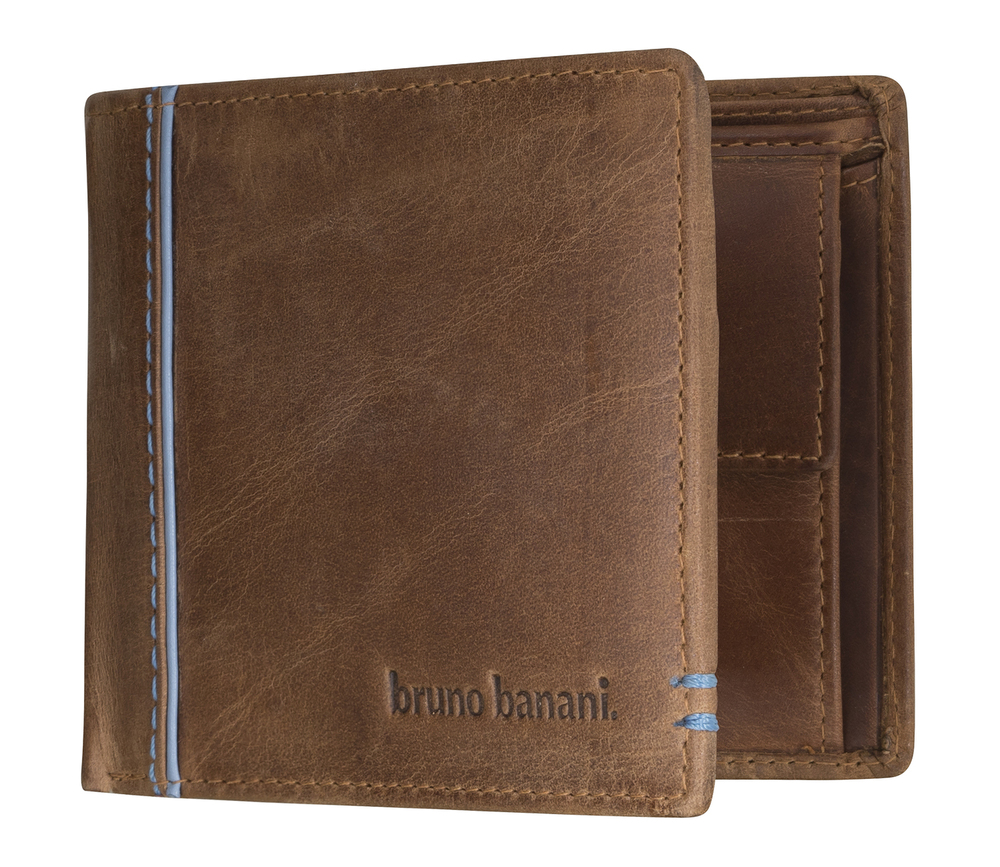 Bruno Banani Herren Geldbörse Portemonnaie Geldbeutel Cognac/Blau 5330
