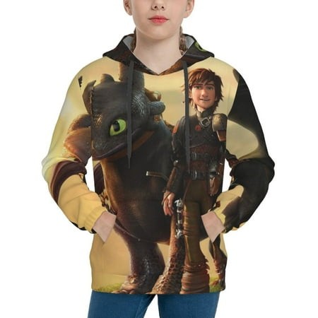 How to Train Your Dragon Youth Hoodies 3D Print Pullover Hooded Sweatshirt Unisex Casual Sweater Tops Blouse Long Sleeve Kids Hoodie X-Large