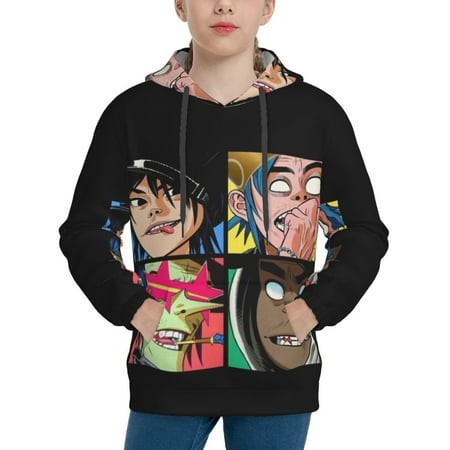 Gorillaz Youth Hoodies 3D Print Pullover Hooded Sweatshirt Unisex Casual Sweater Tops Blouse Long Sleeve Kids Hoodie X-Large