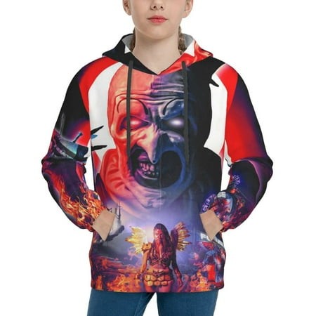 Terrifier Youth Hoodies 3D Print Pullover Hooded Sweatshirt Unisex Casual Sweater Tops Blouse Long Sleeve Kids Hoodie X-Large