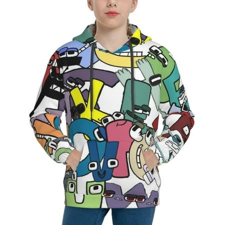 Alphabet Lore Youth Hoodies 3D Print Pullover Hooded Sweatshirt Unisex Casual Sweater Tops Blouse Long Sleeve Kids Hoodie X-Large