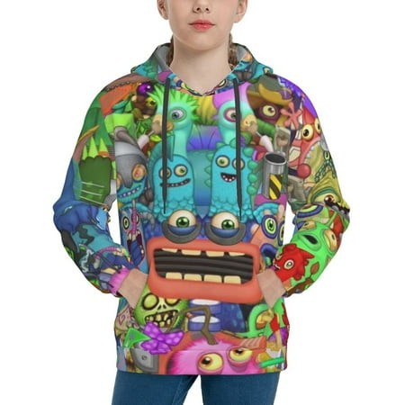 My Singing Monsters Youth Hoodies 3D Print Pullover Hooded Sweatshirt Unisex Casual Sweater Tops Blouse Long Sleeve Kids Hoodie X-Large
