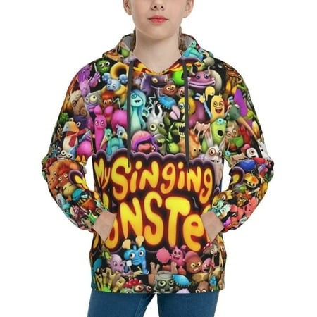 My Singing Monsters Youth Hoodies 3D Print Pullover Hooded Sweatshirt Unisex Casual Sweater Tops Blouse Long Sleeve Kids Hoodie X-Large