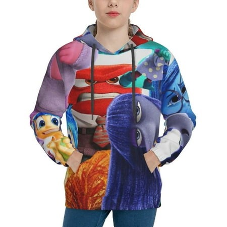 Inside Out Youth Hoodies 3D Print Pullover Hooded Sweatshirt Unisex Casual Sweater Tops Blouse Long Sleeve Kids Hoodie X-Large