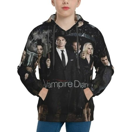 Vampire Diaries Youth Hoodies 3D Print Pullover Hooded Sweatshirt Unisex Casual Sweater Tops Blouse Long Sleeve Kids Hoodie X-Large