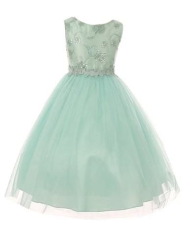 My Best Kids Big Girls Mint Sequin Mesh Tulle Junior Bridesmaid Dress 10