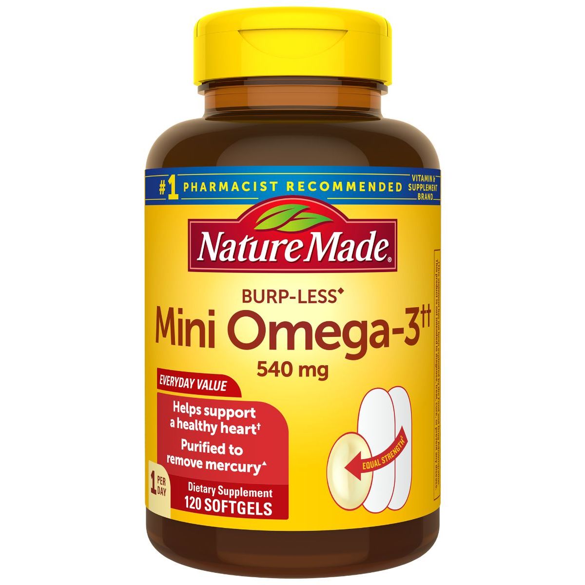 Nature Made Fish Oil Burp-Less Mini 540 Mg, 120 Count
