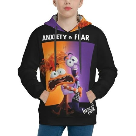 Inside Out Youth Hoodies 3D Print Pullover Hooded Sweatshirt Unisex Casual Sweater Tops Blouse Long Sleeve Kids Hoodie X-Large