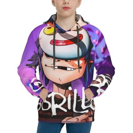 Gorillaz Youth Hoodies 3D Print Pullover Hooded Sweatshirt Unisex Casual Sweater Tops Blouse Long Sleeve Kids Hoodie X-Large
