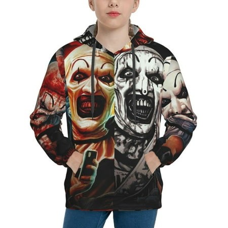 Terrifier Youth Hoodies 3D Print Pullover Hooded Sweatshirt Unisex Casual Sweater Tops Blouse Long Sleeve Kids Hoodie X-Large