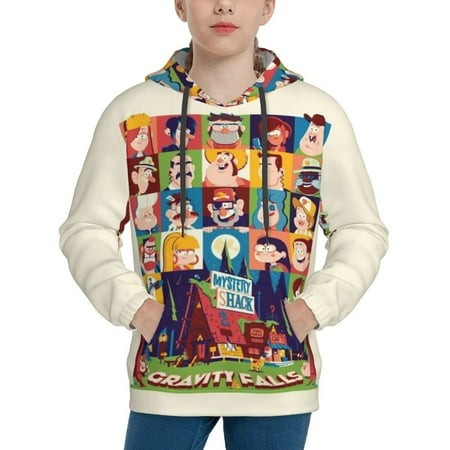Gravity Falls Youth Hoodies 3D Print Pullover Hooded Sweatshirt Unisex Casual Sweater Tops Blouse Long Sleeve Kids Hoodie X-Large