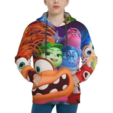 Inside Out Youth Hoodies 3D Print Pullover Hooded Sweatshirt Unisex Casual Sweater Tops Blouse Long Sleeve Kids Hoodie X-Large
