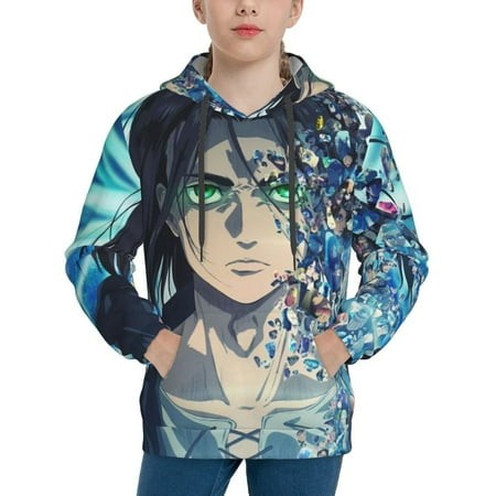 Attack on Titan Youth Hoodies 3D Print Pullover Hooded Sweatshirt Unisex Casual Sweater Tops Blouse Long Sleeve Kids Hoodie X-Large