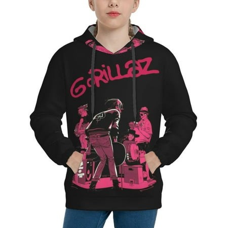 Gorillaz Youth Hoodies 3D Print Pullover Hooded Sweatshirt Unisex Casual Sweater Tops Blouse Long Sleeve Kids Hoodie X-Large