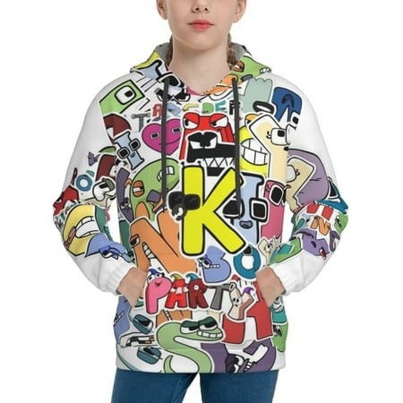 Alphabet Lore Youth Hoodies 3D Print Pullover Hooded Sweatshirt Unisex Casual Sweater Tops Blouse Long Sleeve Kids Hoodie X-Large
