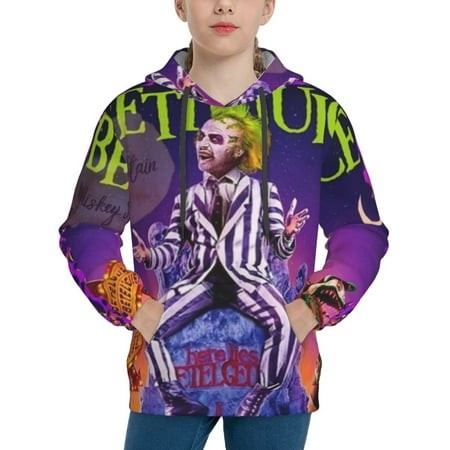 Beetlejuice Youth Hoodies 3D Print Pullover Hooded Sweatshirt Unisex Casual Sweater Tops Blouse Long Sleeve Kids Hoodie X-Large