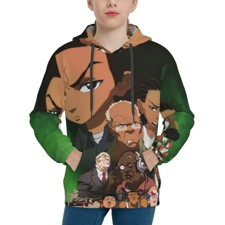 The Boondocks Youth Hoodies 3D Print Pullover Hooded Sweatshirt Unisex Casual Sweater Tops Blouse Long Sleeve Kids Hoodie X-Large