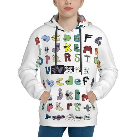 Alphabet Lore Youth Hoodies 3D Print Pullover Hooded Sweatshirt Unisex Casual Sweater Tops Blouse Long Sleeve Kids Hoodie X-Large